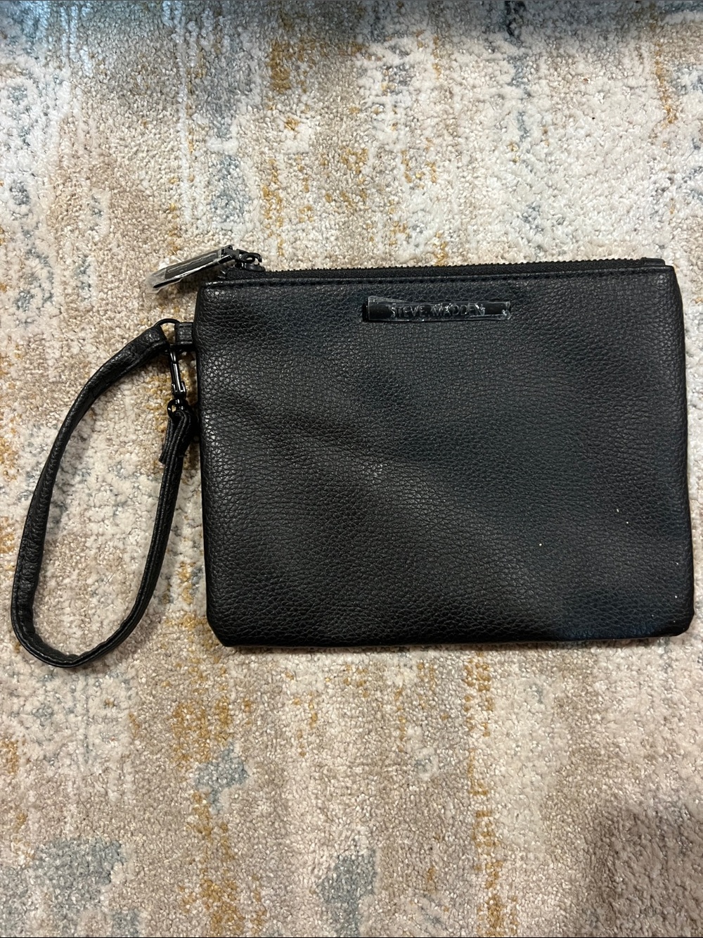 Steve Madden Black Leather Wristlet Pouch - z26
